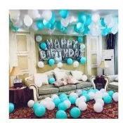 簡約蒂芬妮綠系生日快樂套組1組(生日氣球 生日佈置 生日派對 派對氣球 氣球 鋁模氣球)
