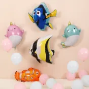 協貿國際日用品生活1館 寶寶生日海洋主題鋁箔氣球小丑魚鯨魚裝飾氣球生日派對布置氦氣球