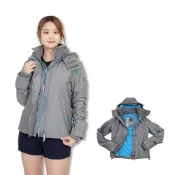 出清  極度乾燥 灰藍防風衣 女款 連帽 防風衣 Superdry 抓絨 三拉鍊 夾克 刷毛 外套 #9552
