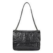 【Saint Laurent Paris】SAINT LAURENT Medium Niki 中款 銀鍊 翻蓋 斜背包 肩背包 黑色