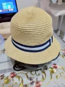 H&M 兒童草帽 兒童紳士帽 編織帽 兒童爵士帽 2-4Y 寶寶遮陽帽 男童帽 造型帽 藍白條紋帽帶 1150416 