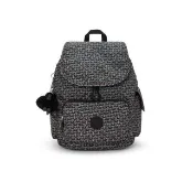 【KIPLING】『猴子包』幾何印花拉鍊掀蓋後背包-CITY PACK S 女包