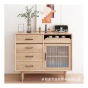 (店+)凱莎優選 北歐實木原木餐邊櫃小戶型公寓儲物小邊櫃家用客廳收納玻璃玄關櫃