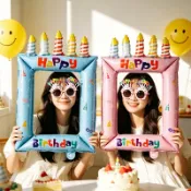17寸ins生日快樂相框氣球兒童生日裝飾鋁箔派對用品節日派對需要裝飾年會用品活動DIY