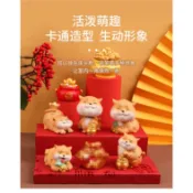 現貨💢通通免運💢五柴犬金錢豹兩聚寶盆可愛呆萌擺件新年春節禮品喜慶汽車擺件創意家居擺件