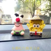 👉優惠特價🏎️新款 海綿寶寶 汽車 派大星 擺件 車載 裝飾品 車內 可愛 卡通 中控台 裝飾 女
