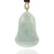 【喜緣玉品】天然A貨翡翠 冰種滿綠 寶瓶納福 觀音 玉珮(直)