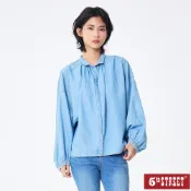 【5th STREET】 女裝 簡約小領牛仔長袖襯衫-拔淺藍 (530175)
