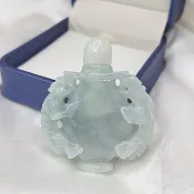 天空藍 藍水 手工雕 鼻煙壺 鏤空 擺件 | 天然緬甸玉A貨翡翠