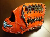 {圓圓小舖}全新日製硬式MIZUNO PRO美津濃 東京奧運藍標上林誠知外野T網棒壘球手套波賀製HAGA 橘紅色