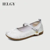 IELGY新中式平底單鞋女舒適柔軟淺瑪麗珍仿古布鞋穆勒鞋