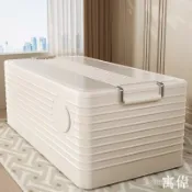 寓偉 免運 收納箱大容量超大家用加厚塑料衣服被子整理箱折疊帶輪儲物箱組閤 床底收納 扁箱 床底收納神器 床下滾輪收納箱