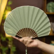 常鴻萬貨行 絲藝堂可愛貝殼扇復古純色棉麻布折疊小扇子日用便攜折扇可書畫