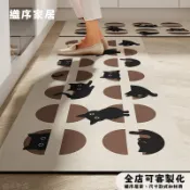 台灣出貨 可客製 可愛貓咪 廚房地墊 矽藻土 吸水吸油 大尺寸 速幹止滑 軟式矽藻土地墊 長條型防滑脚踏墊 珪藻土軟地墊