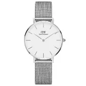 【Daniel Wellington】DW 手錶 Petite Sterling 32mm星鑽銀米蘭金屬錶(DW手錶男錶女錶 DW00100164)