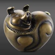 【開運陶源】羅廣維 - 如意順心(豬銅雕 禮品)