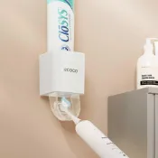 (店+)【ecoco】意可可 自動擠牙膏器 白色 方形 壁掛 牙膏擠壓器 擠牙膏神器 牙膏架 牙膏置物架 牙膏收納 兒童牙膏 浴室收納