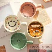 韓式復古 手柄碗 陶瓷餐具 甜品碗 沙拉碗 碗 陶瓷碗 碗盤 泡麵碗 陶瓷碗盤 瓷碗 烤碗  笑臉碗 陶瓷手把碗 北歐風