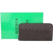【BOTTEGA VENETA 寶緹嘉】BV Intrecciato 漸層編織小牛皮8卡拉鍊長夾(咖啡色)