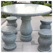 (店+)石桌石凳庭院 花園戶外天然大理石圓桌 家用花崗岩石桌 長方形石桌子