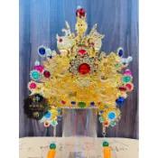 【神佛佛具】柳絲水鑽彩珠關公帽 關帝帽  武盔 關公 關聖帝君 神帽 神明帽 5寸 7寸