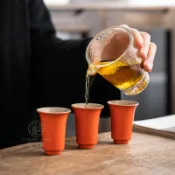 傾橙釉 聞香杯 陶瓷 品茗杯 小茶杯 功夫茶具 家用 雅致 小口杯 白酒杯 茶道配件