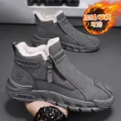 嚴選品質🔥一腳蹬男鞋 鼕季新款加絨保暖棉鞋 無鞋帶男鞋 保暖休閒鞋 高幫男款休閒運動鞋 防滑工作鞋 外出男鞋 耐磨男鞋
