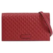 GUCCI 466507 GG Guccissima斜背式寬版長夾.紅