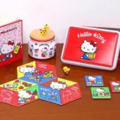 Pintoo《HelloKitty凱蒂貓 拼圖禮盒》收納罐 六角拼圖 磁鐵拼圖 書衣筆記本 共四款拼圖組合/全新品