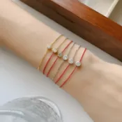 全球選品1館 生活百貨 S925純銀法國紅繩單鑽細鏈紅繩手鍊夏季女高級感半鏈半繩手工飾品