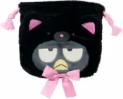asdfkitty可愛家精品店 asdfkitty*三麗鷗 黑色動物系列 酷企鵝 造型絨毛束口袋-收納袋 禮物袋-日本正版