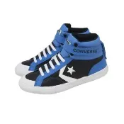 【CONVERSE】休閒鞋 Pro Blaze 大童 女鞋 藍 皮革 魔鬼氈 中筒 A06389C