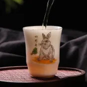 兔年描金白瓷聞香杯 羊脂玉茶杯 主人杯 品茗杯 陶瓷茶具 禮盒組