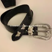 (店+)Imanchen美式復古辣妹暗黑皮革蝴蝶腰帶牛仔低腰褲帶流行裝飾帶小衆設計
