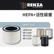 適用 日本CADO LEAF120 AP-C100 AP-C110 AP-C120 藍光光觸媒空清機 HEPA活性碳濾網