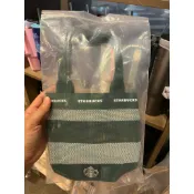 星巴克 Starbucks 綠女神條紋網格隨行杯提袋 經典款