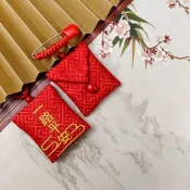 符袋 香火袋 方形免縫刺繡 防水國風紅色護身符袋 平安福袋 空袋 車掛祈福掛脖保護 護身符傳統香火袋 0827