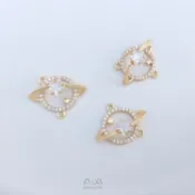 Ala----保色14K包金鑲鋯石日月星辰宇宙星球月亮珠托吊墜diy飾品掛件吊飾