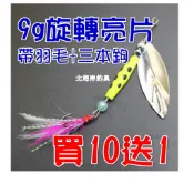 北海岸釣具 9g金屬旋轉亮片 買10送1 馬口翹嘴鮕呆雷魚必殺餌 (非米諾波趴小鐵板旋轉亮片spoon)