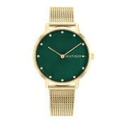 Tommy Hilfiger 翠綠太陽紋典雅名媛米蘭腕錶 34mm TH700311 台灣公司貨保固2年