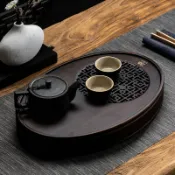 天際生活 【儲水瀝水】竹製茶盤 功夫茶盤 乾泡盤 茶托盤 茶海 茶臺 家用簡約 長方形託盤 小型儲水式 竹託盤 泡茶配件 防黴耐用