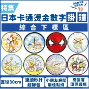 X射線 精緻禮品 現貨快出日本卡通靜音無聲燙金數字掛鐘-綜，時鐘/掛鐘/壁鐘/鐘錶/靜音時鐘/大鐘面，X射線【C107223】