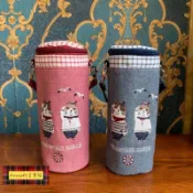 *♡*日本 kusuguru 刺繡水手貓咪 1-2日內出貨 奶瓶保溫 玻璃瓶 保温保冰袋《Anna的百寶箱》