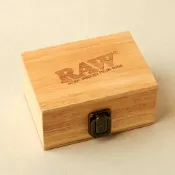 黑羊選物 台灣現貨 RAW Wooden Box 掀蓋原木收納盒 磁吸夾層 捲菸收納盒 原木收納盒 捲菸紙 濾嘴 木盒