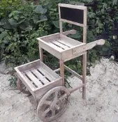 木質花架 花藝花車 黑板展示架 商品架 懷舊手推車 階梯形2層架 復古置物架 法式甜點店咖啡館陳列架 特色小攤車 擺攤架