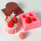 3D草莓形狀矽膠蠟燭模具DIY水果糕點果凍蛋糕廚房烘焙工具手工皂家居裝飾樹脂模具