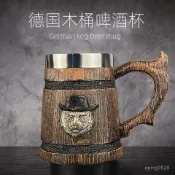 杯子 茶杯 水杯 馬克杯 咖啡杯 隆叔雜貨店 杯子 馬克杯 造型杯 啤酒杯 創意造型 德國木桶啤酒杯個性大容量不銹鋼內膽