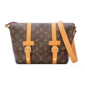 二手品 Louis Vuitton Christopher 帆布翻蓋雙釦斜背郵差包(M28115-咖)