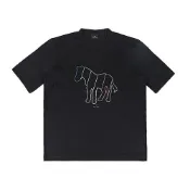 【HOTAI購】【PAUL SMITH】 草寫LOGO彩色線條斑馬圓領短袖T恤(男款/黑)