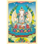 加持的觀世音菩薩唐卡－傳統金剛乘慈悲本尊